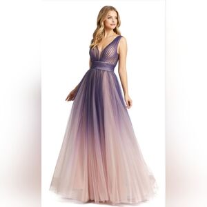 Mac Duggal SLEEVELESS OMBRE TULLE BALL GOWN NWT size 12 Purple/Indigo (20221)